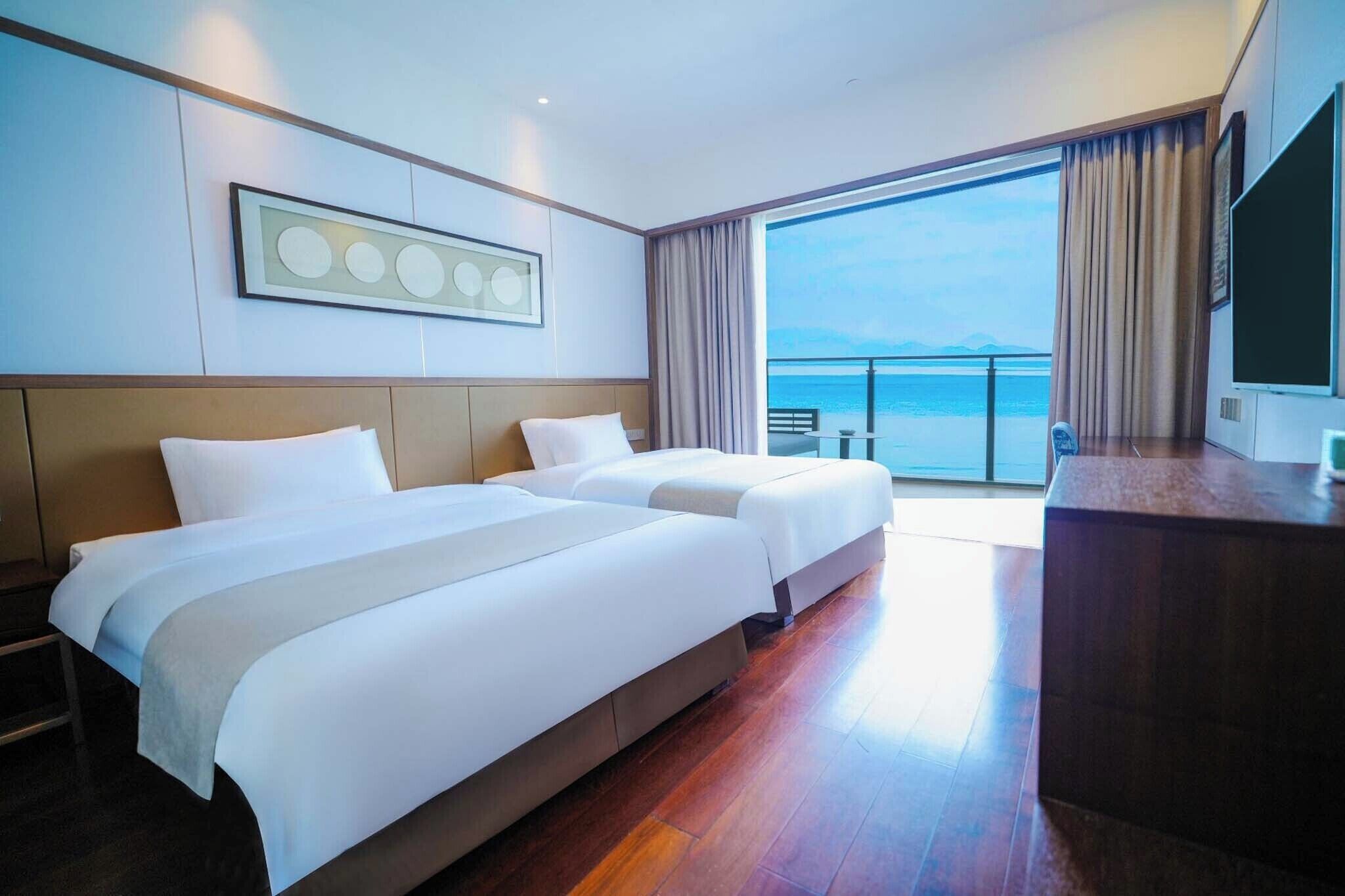 Premium bedding, down duvets, blackout curtains, soundproofing