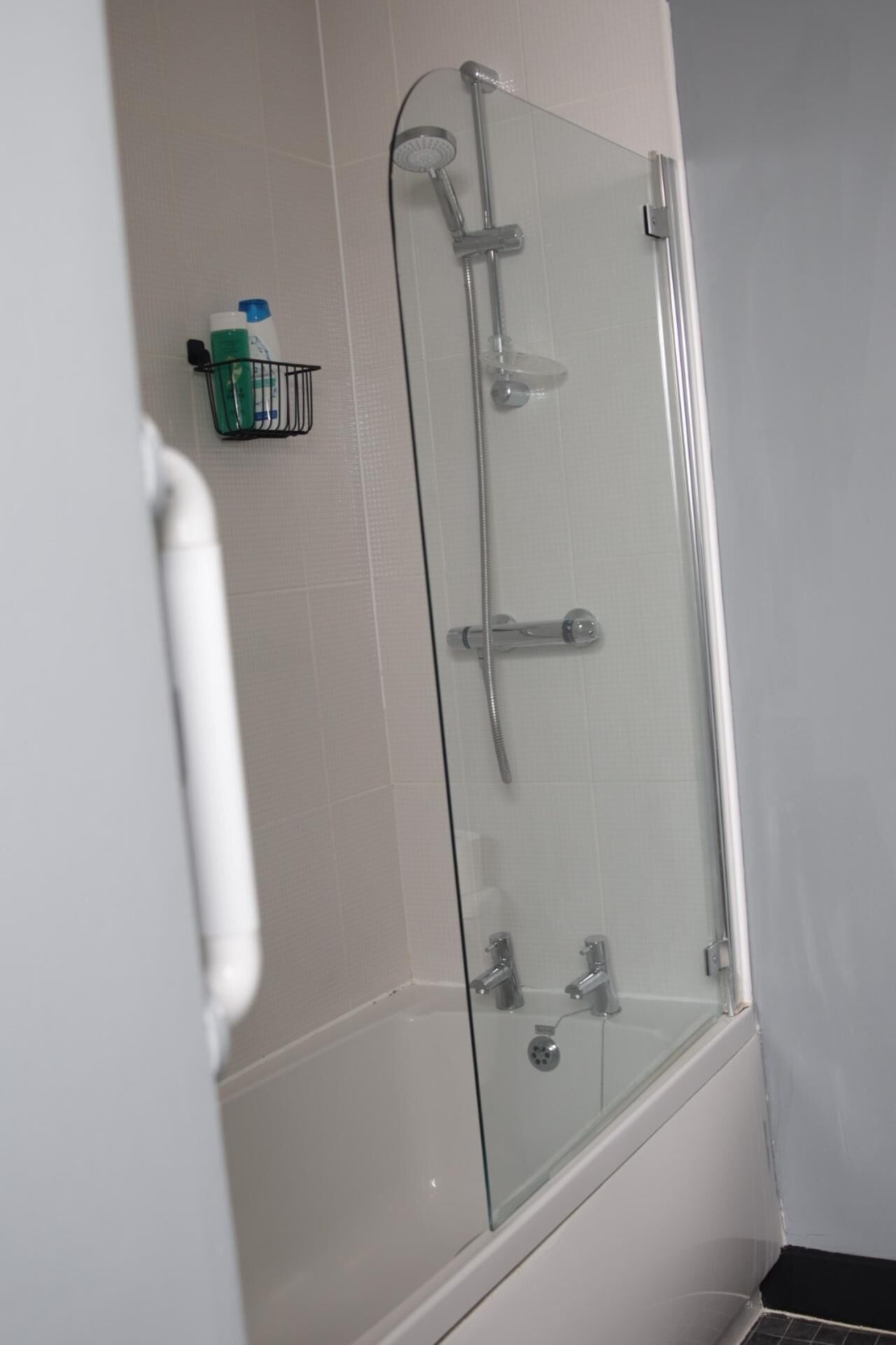 Combined shower/bathtub, deep-soaking bathtub, hair dryer, towels