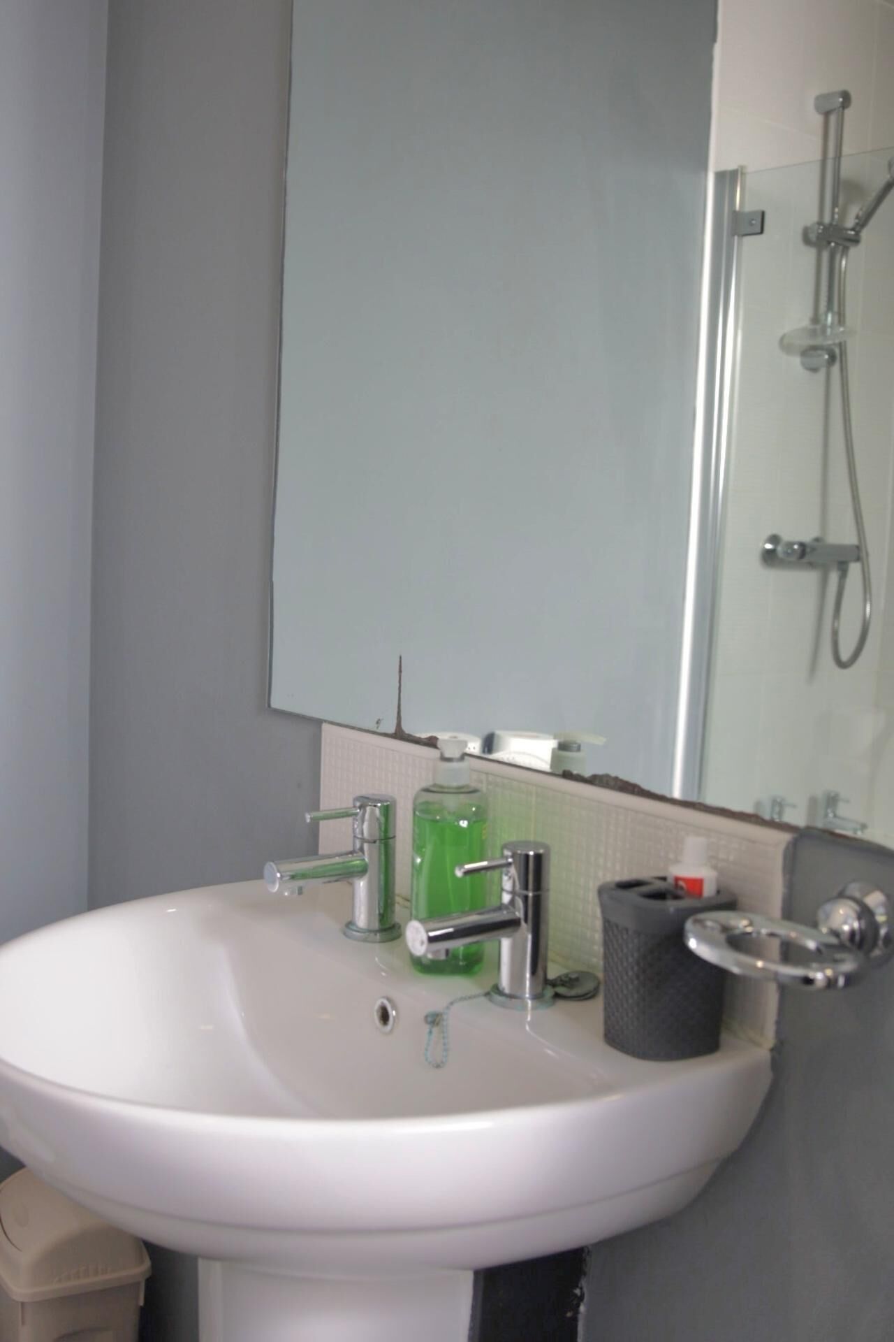 Combined shower/bathtub, deep-soaking bathtub, hair dryer, towels