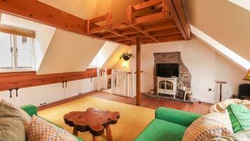 TV, fireplace