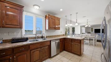 Coffee/tea maker, fridge, microwave, stovetop