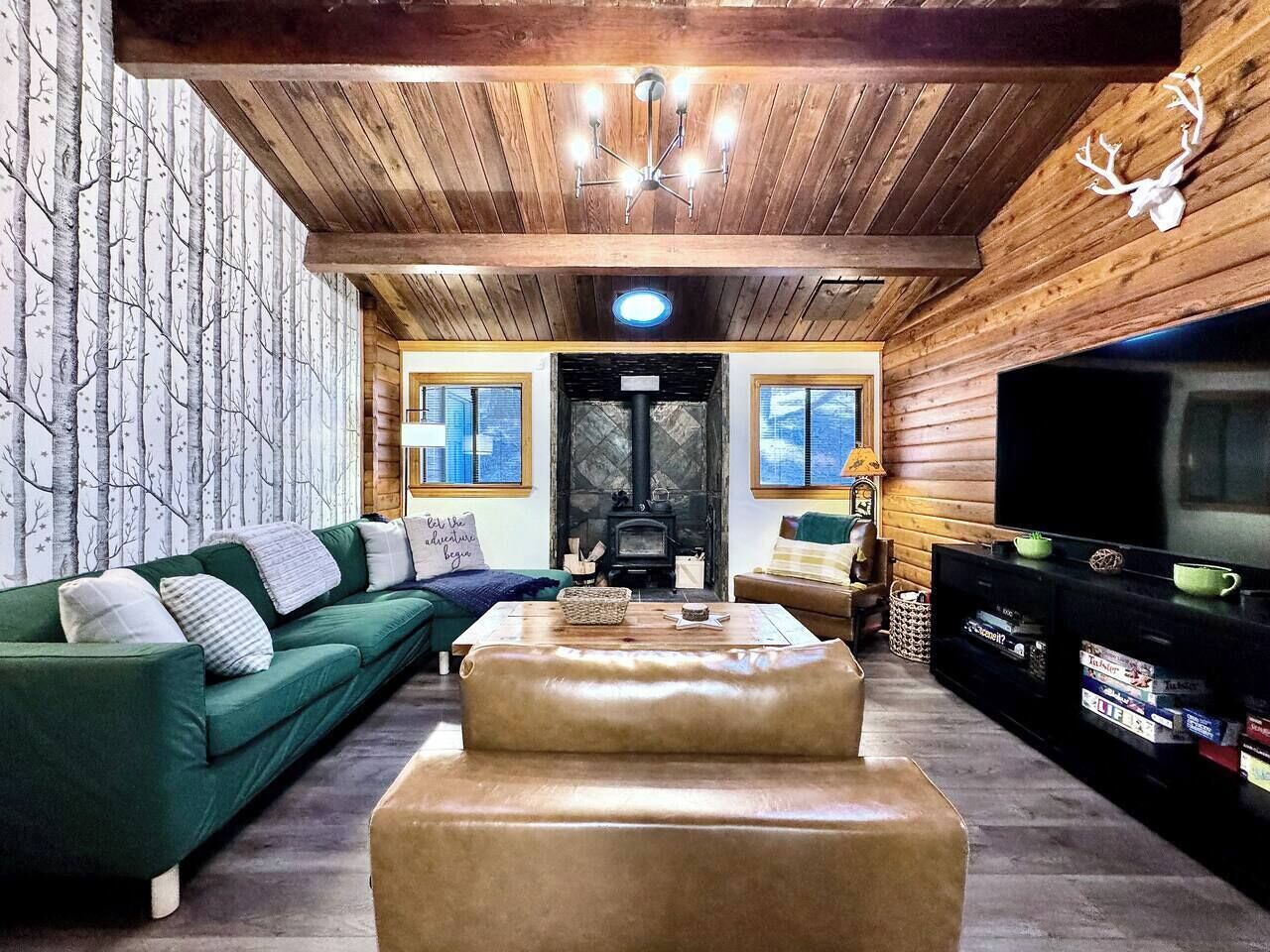 TV, fireplace