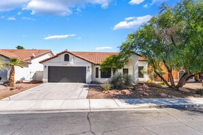 Exterior - Family Resort Home: Pool, Game Room & Mountain Views — Sleeps 12, EV Charging (Las Vegas)