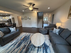 TV, fireplace, books, music library - Comfortable Family Retreat in NW Greensboro (Greensboro)
