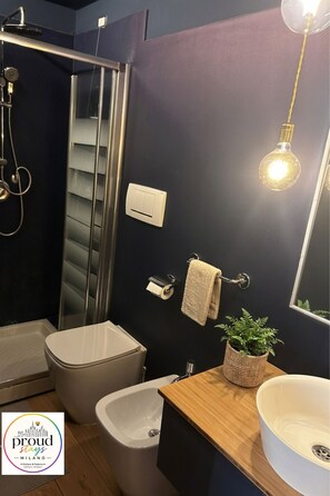 Dusche, Haartrockner, Bidet, Handtücher