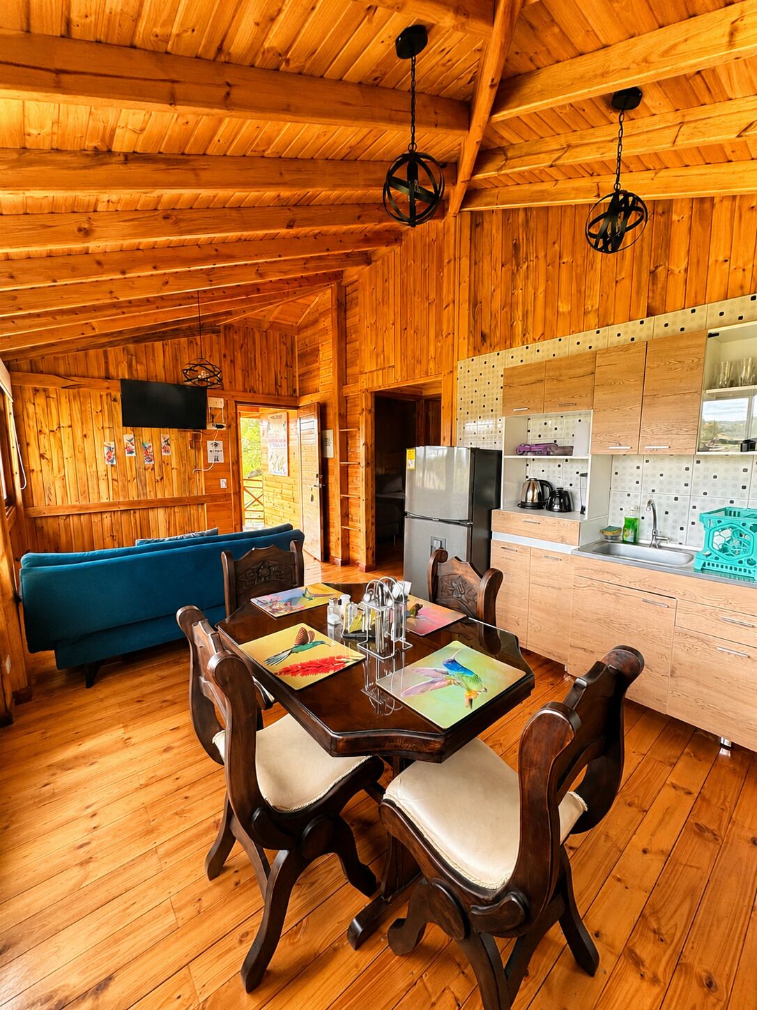 Comfort Cabin, Balcony, Mountain View | Private kitchen