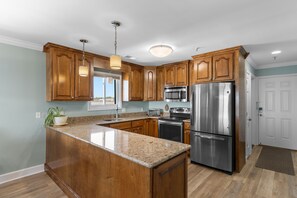 Private kitchen - Oceanfront 2BR Condo | Balcony, Pool — Surfside Beach, SC (Surfside Beach)
