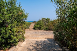 A paved pathway leading to a beach, surrounded by dense greenery. - Ottava Dimora Del Pizzo - Gallipoli (Gallipoli)
