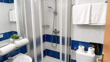 Shower, towels, soap, shampoo