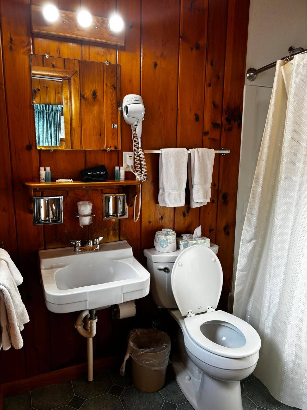 Shower, towels, soap, shampoo