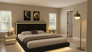4 slaapkamers, een strijkplank/strijkijzer, wifi, beddengoed