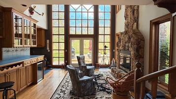 Smart TV, fireplace, video games, books