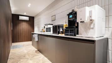 Mini-fridge, shared microwave