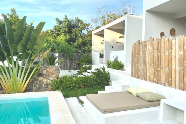 Outdoor pool, sun loungers