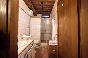 Regadera, secadora de cabello, bidet, toallas