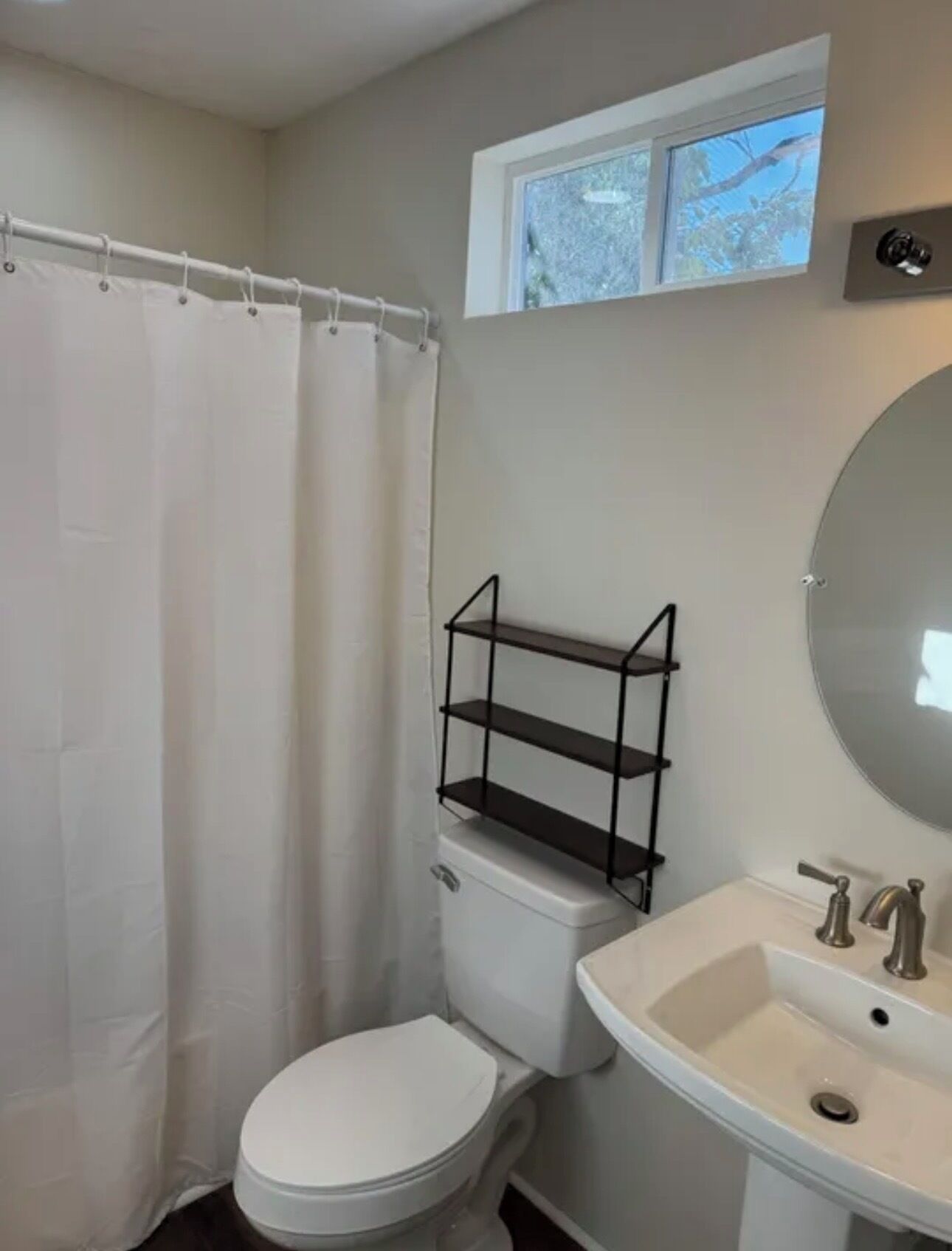 Shower, jetted tub, towels, soap