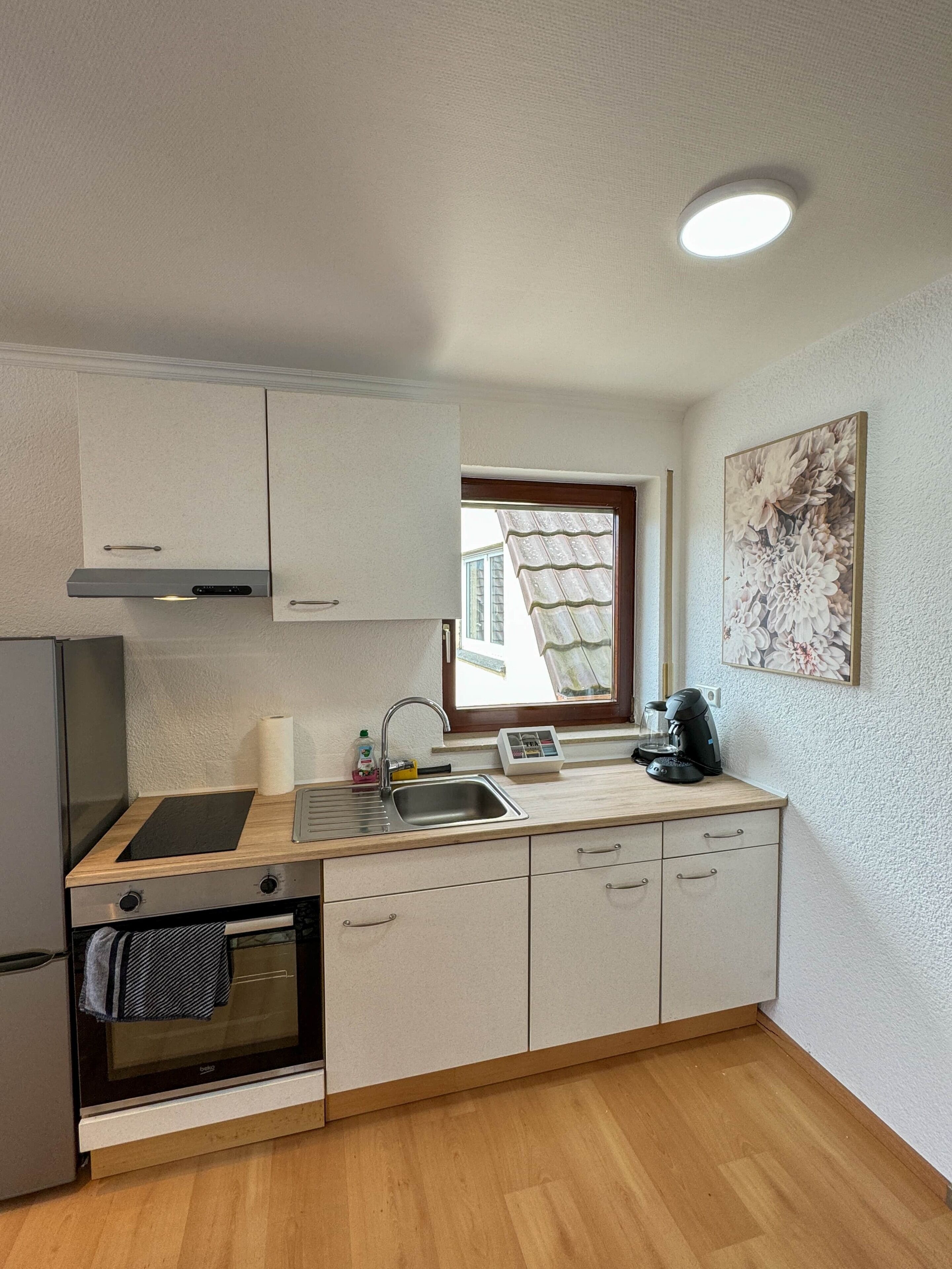 Fridge, oven, stovetop, coffee/tea maker