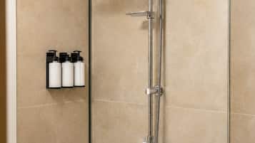 Shower, free toiletries, hair dryer, slippers