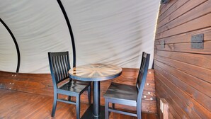 A tent with a round table and two chairs. - 50-acre 'pioneers Paradise' 8 Mi to Mammoth Cave! (Brownsville)