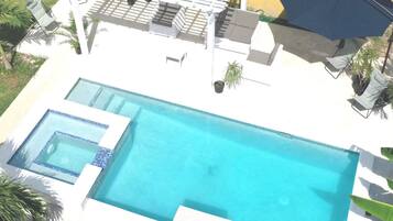 Outdoor pool, pool umbrellas