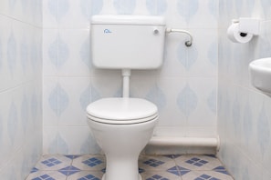 Douche, chaussons, serviettes fournies, savon