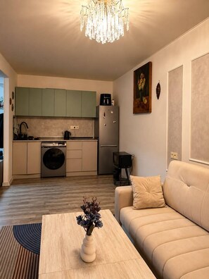 Living area - Serene 1-bedroom apartment with AC in vibrant Yerevan (Yerevan)