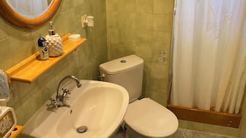 Hair dryer, towels, toilet paper