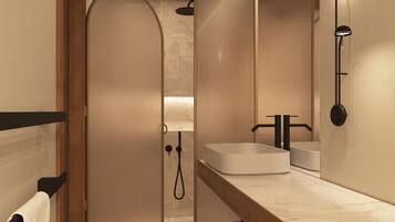 Donato Suite | Bagno | Set di cortesia firmato, asciugacapelli, accappatoio, pantofole