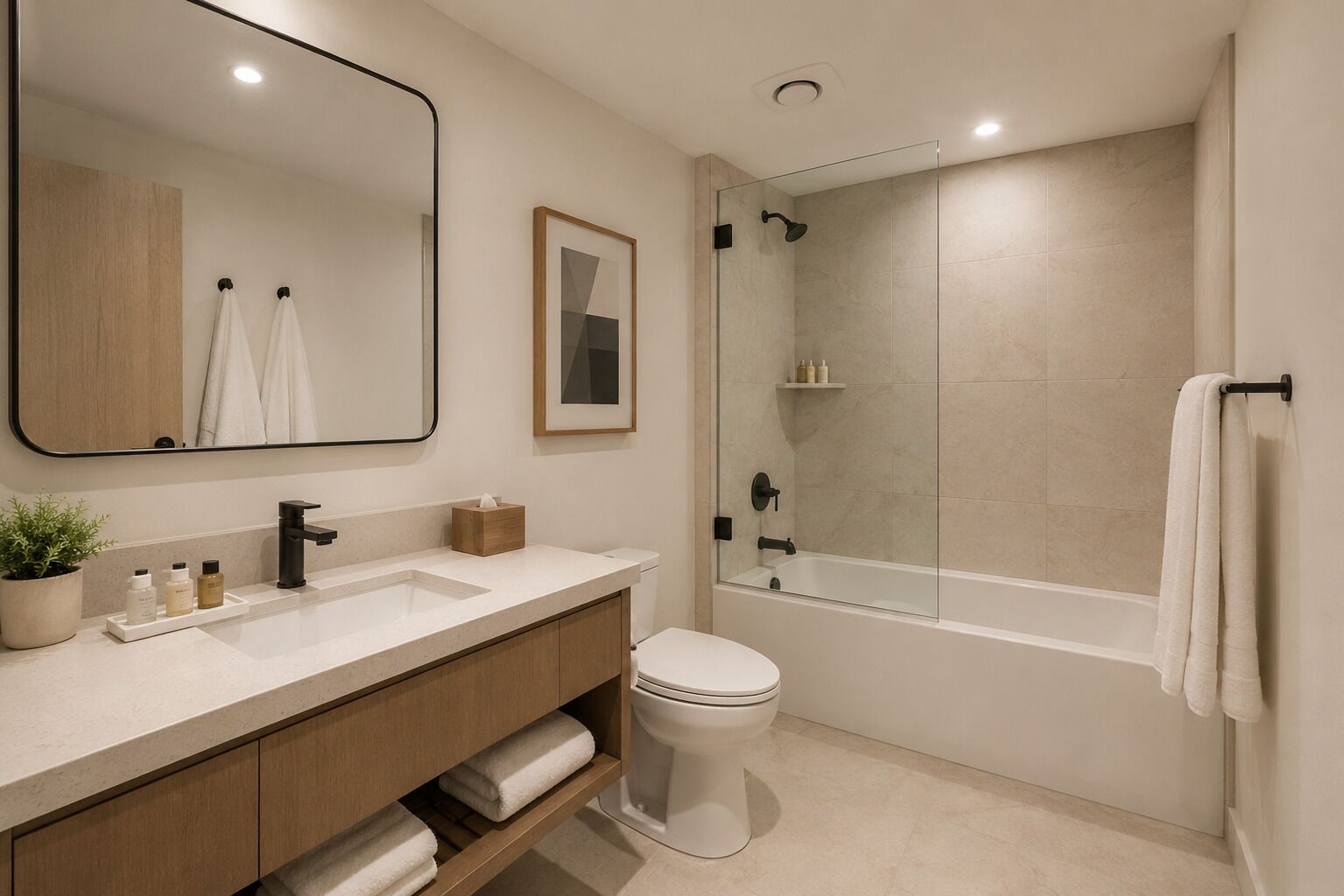 Apartment | Bathroom | Free toiletries, hair dryer, towels, soap