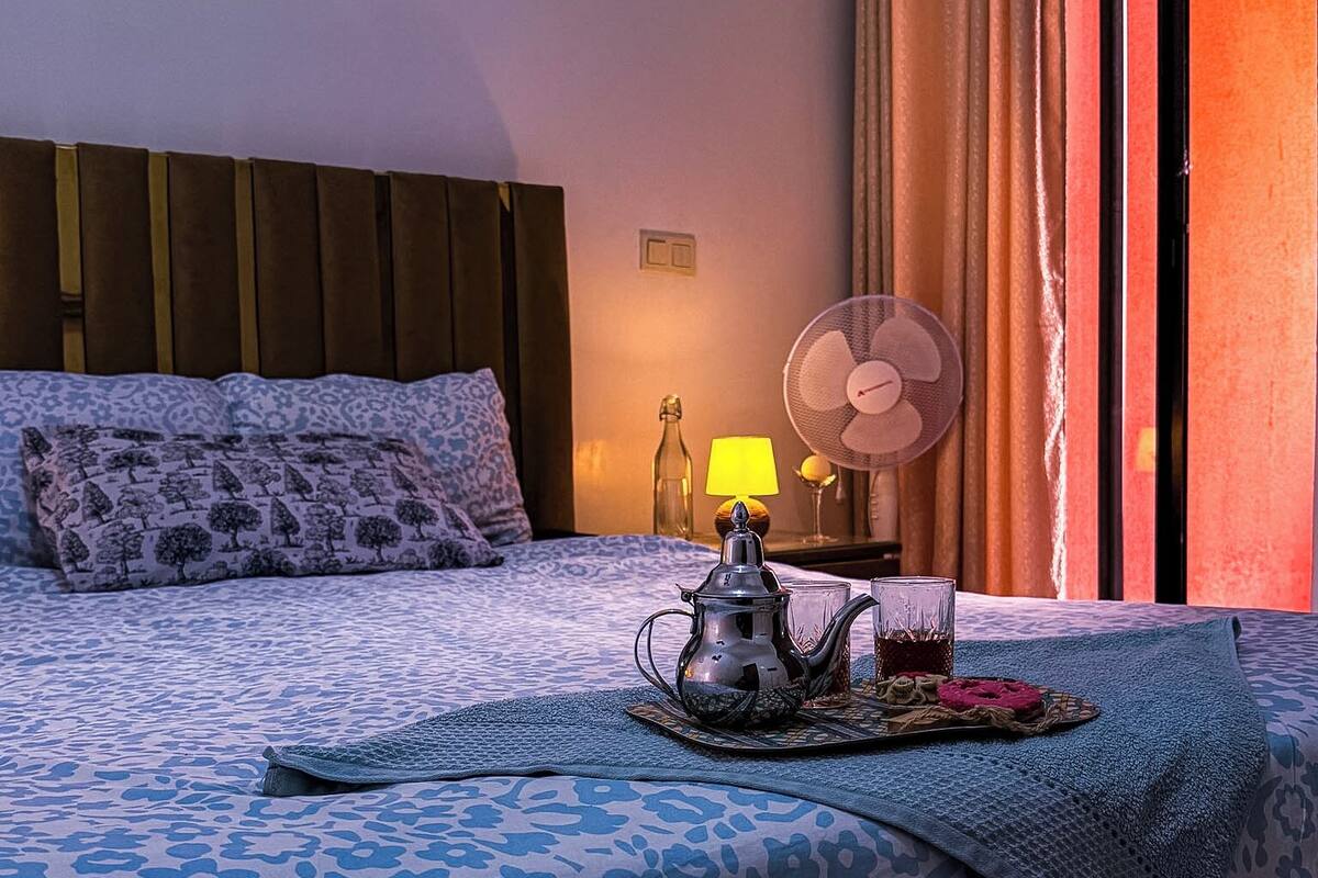 Blackout drapes, iron/ironing board (on request), WiFi (free)