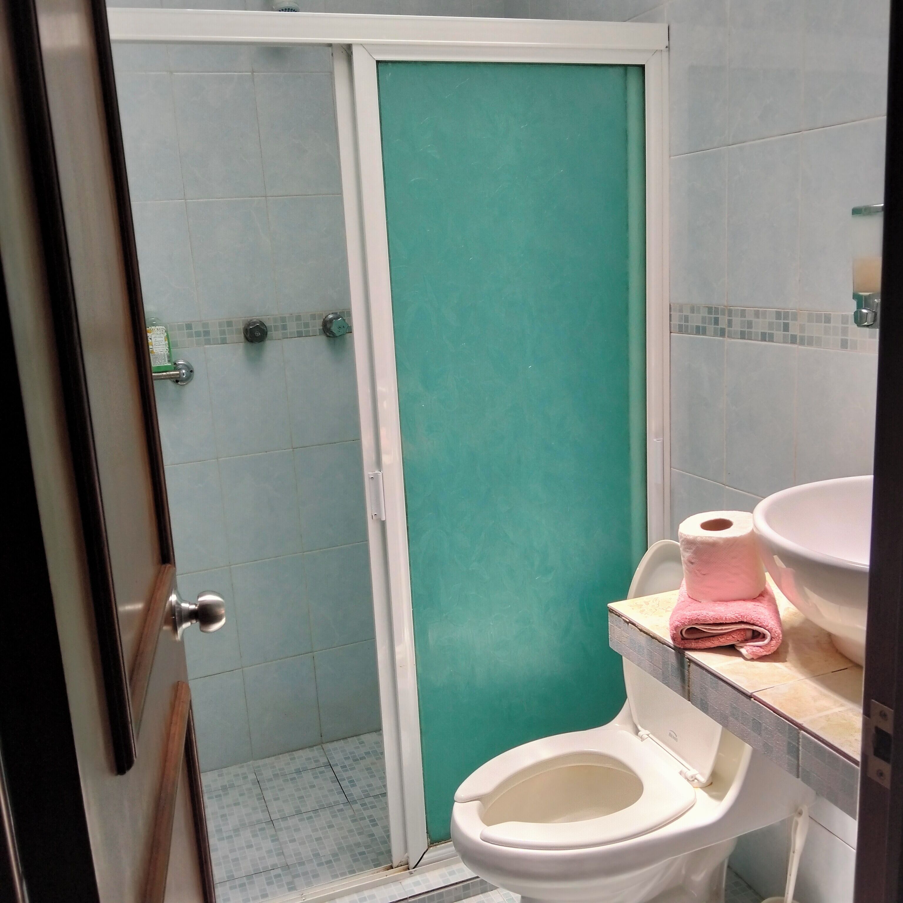 Habitación estándar con 1 cama doble o 2 individuales | Baño | Ducha, toallas, jabón y champú