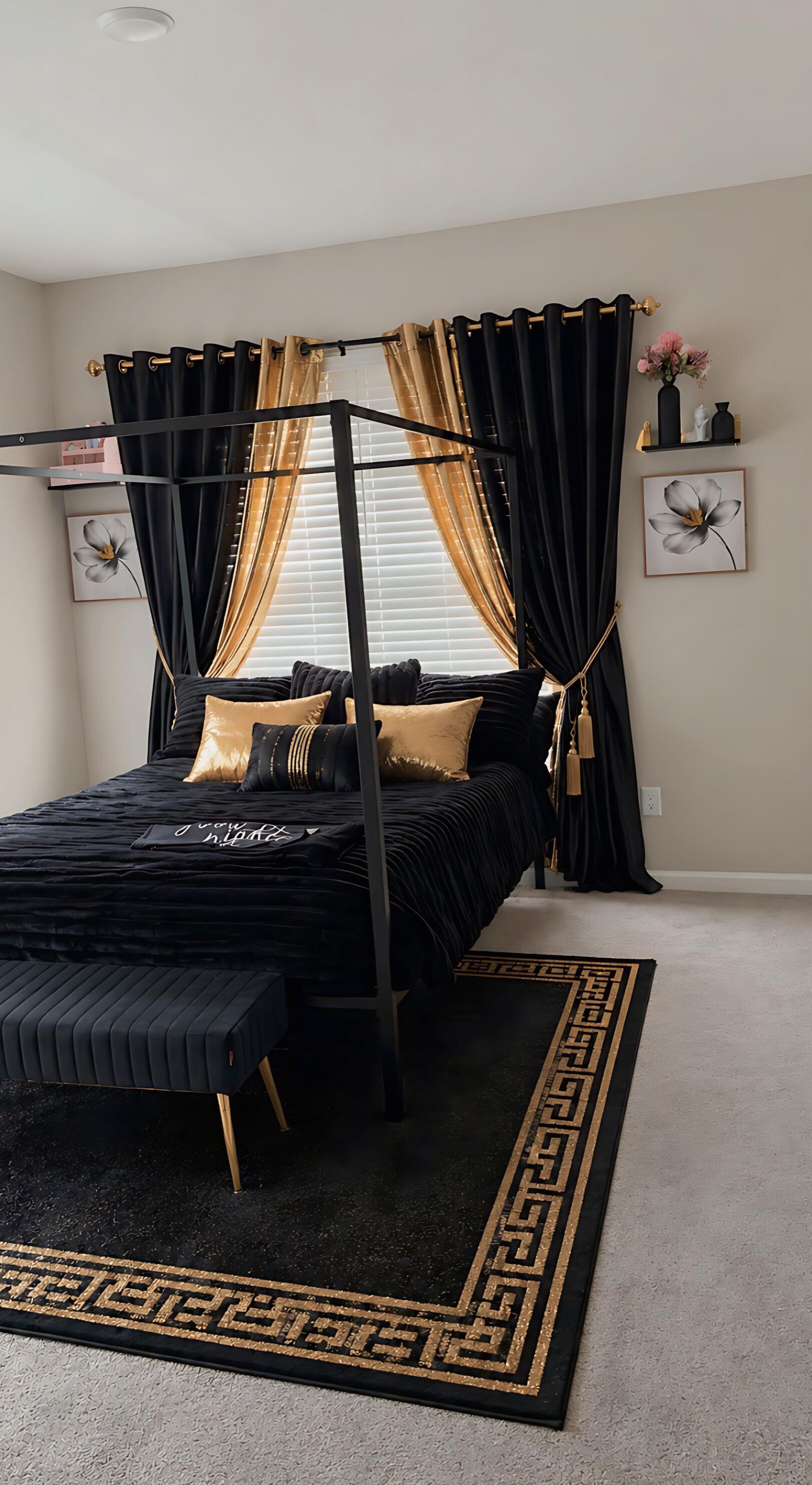 Queen size bed two full length rooms, dresser , and 65 inch tv mounted