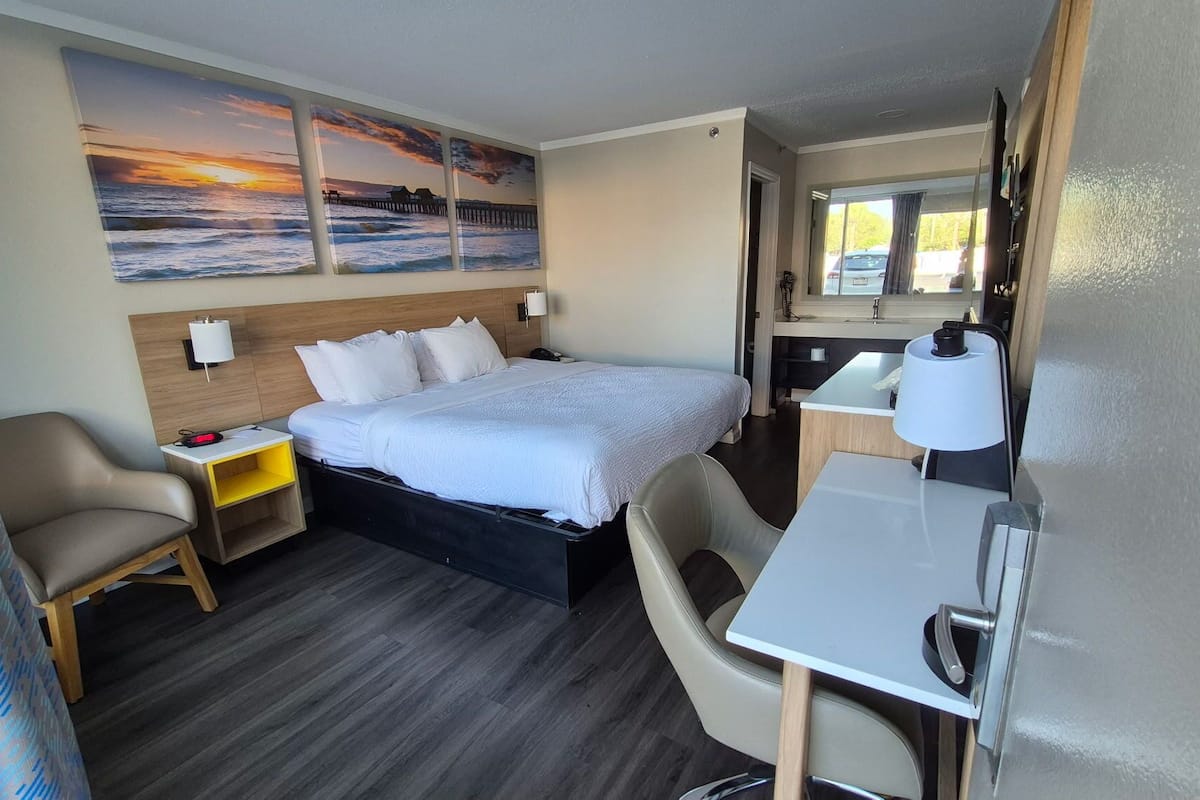 Room, 1 King Bed, Non Smoking | Desk, blackout drapes, iron/ironing board, WiFi (free)