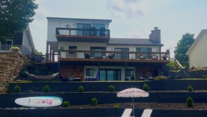 A modern two-story house with a balcony, a swimming pool, and a boat dock. - Barefoot Boho Bay - Morse - Cicero Indiana (Cicero)