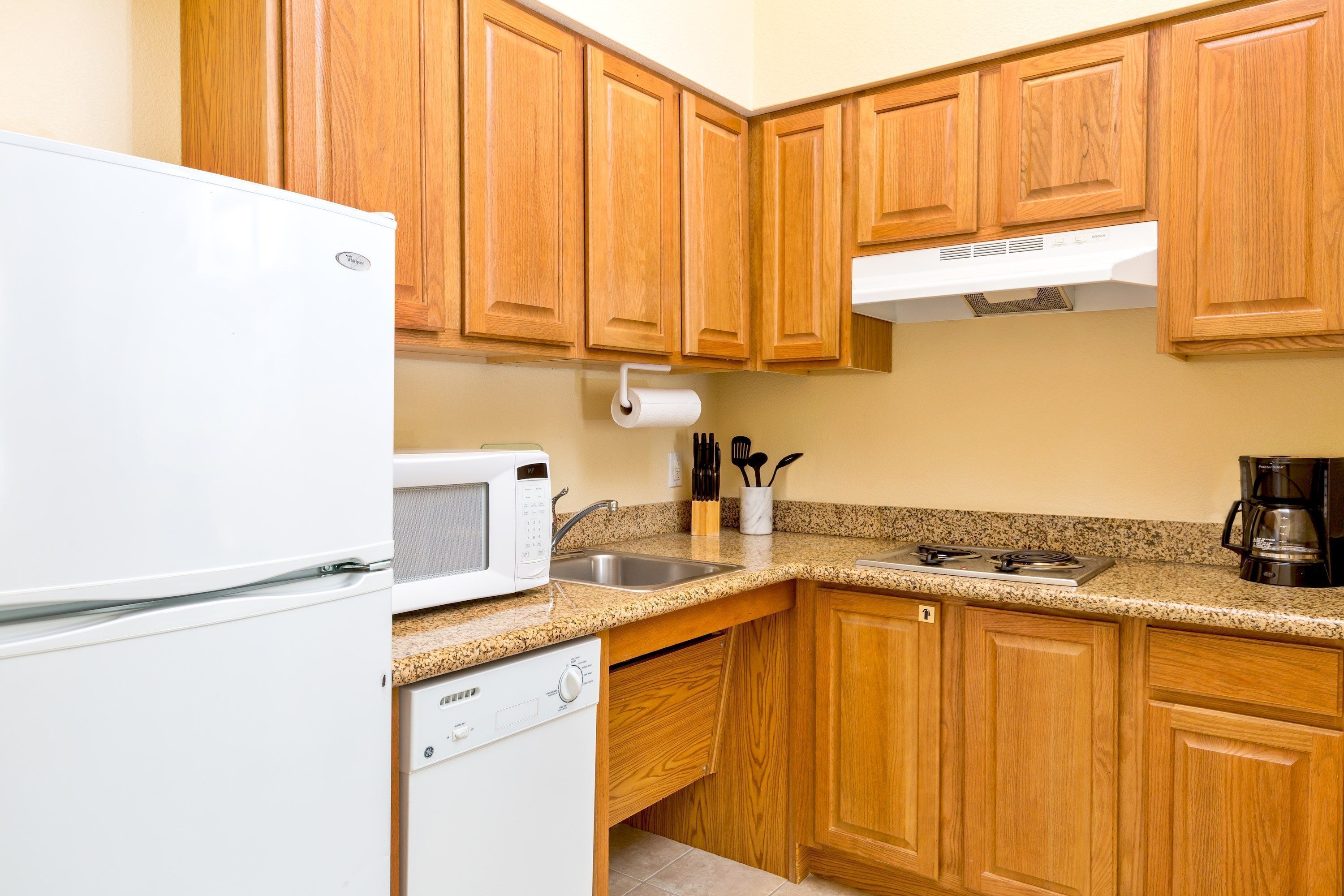 Fridge, microwave, stovetop, dishwasher