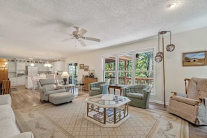 TV, fireplace - Treetop Deck + Kids Bunk Room | Mins to Lake (Hot Springs)