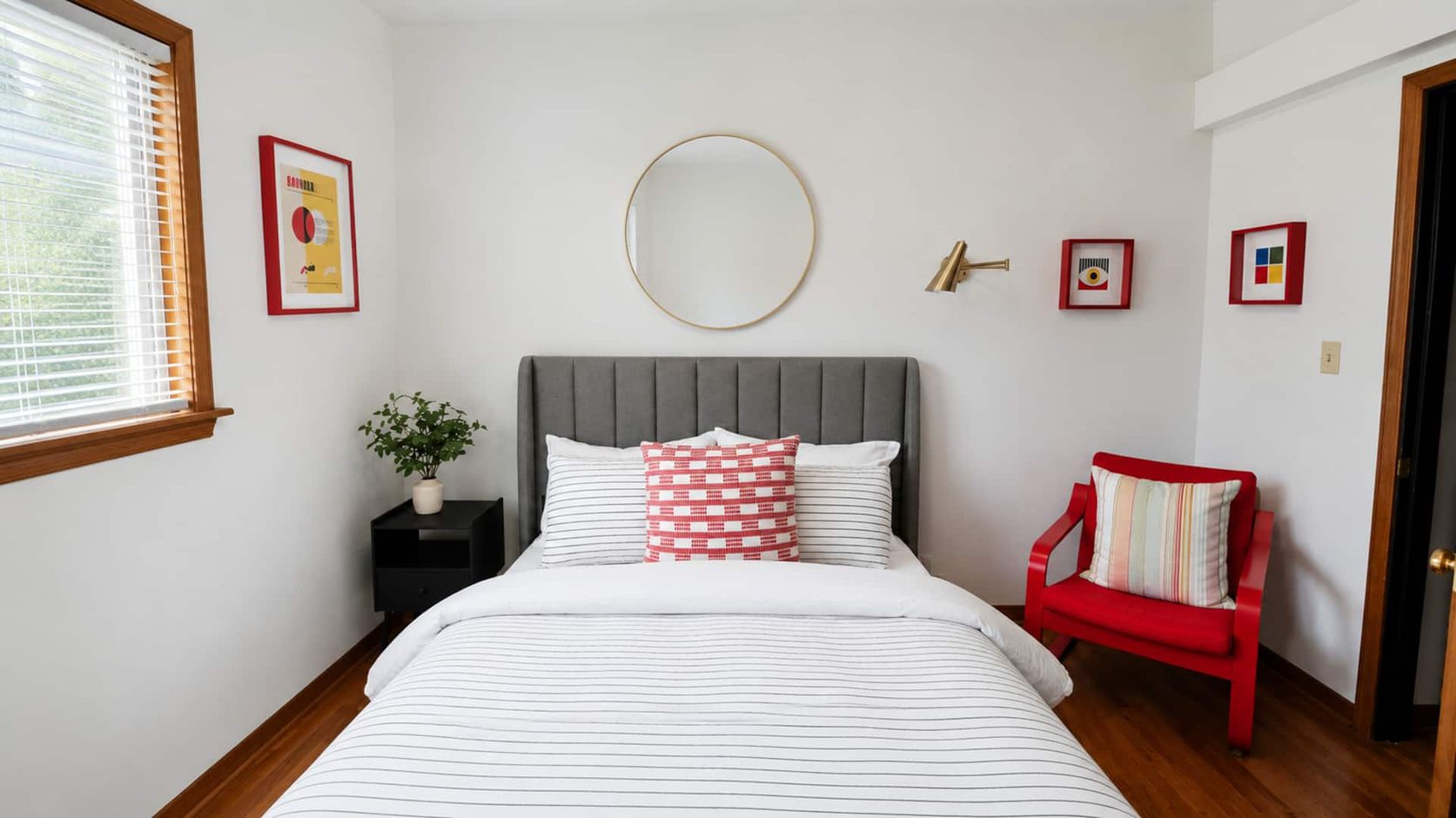 Queen bedroom. Sleeps 4; extra guests use an air mattress