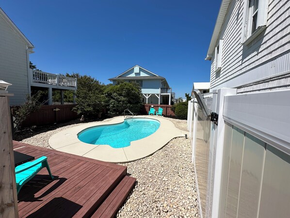 Outdoor pool - Pool Side Paradise Retreat. "New  Listing" in Kure Beach AShoreThing (Kure Beach)