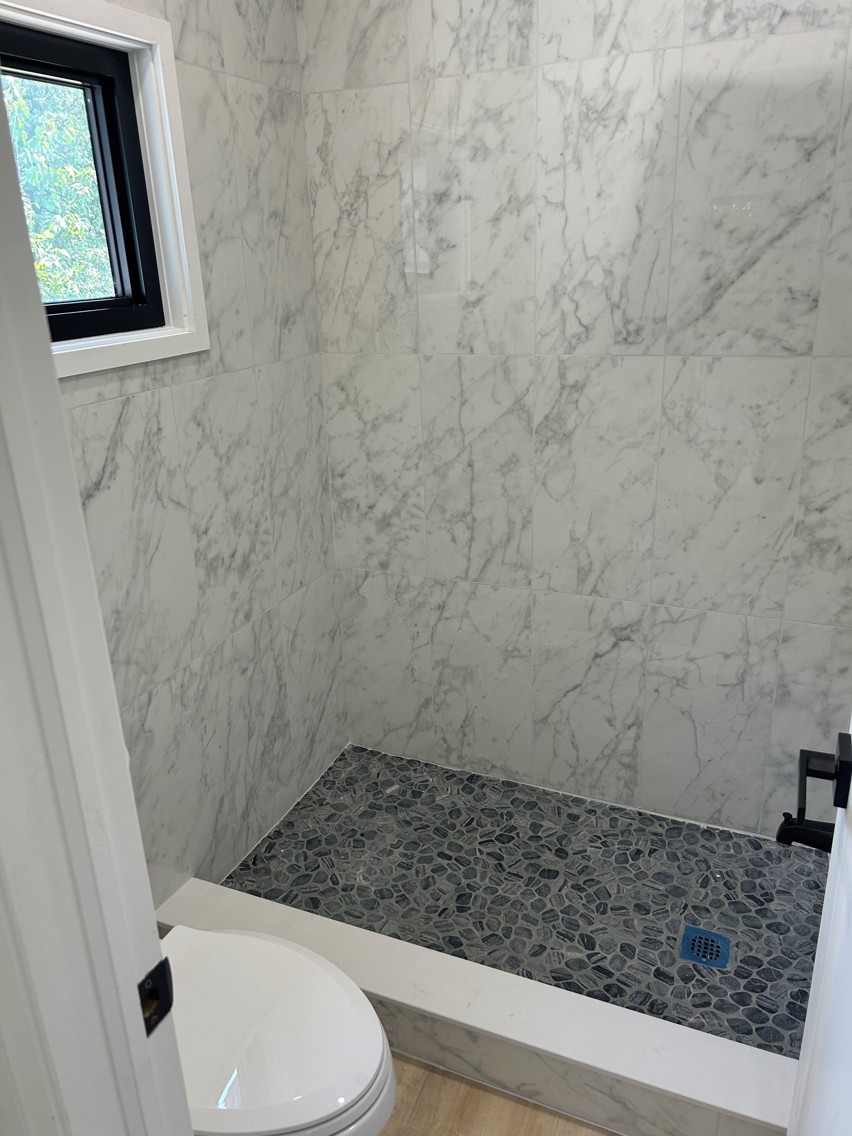 Shower, soap, toilet paper