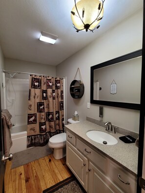 Secadora de cabello, toallas, papel de baño