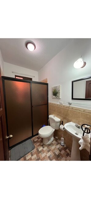 Secadora de cabello, jabón, papel de baño 