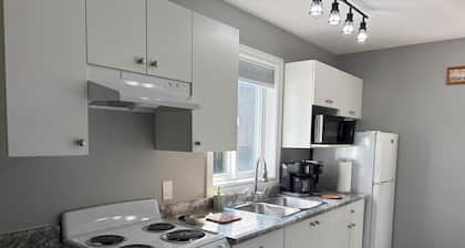 Garden view quiet cozy two level suite close to parks. AC, hot water on demand
