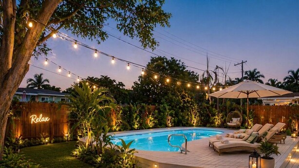 Una piscina al aire libre
