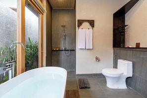 Villa, Balcony, Valley View | Bathroom | Separate bathtub and shower, free toiletries, hair dryer, slippers - Elitya Ubud Cottage (Ubud)