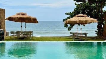 Outdoor pool, sun loungers