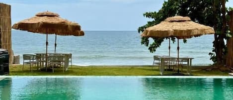 Outdoor pool, sun loungers