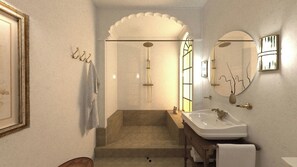 Superior tweepersoonskamer, 1 tweepersoonsbed, niet-roken | Badkamer | Een douche, gratis toiletartikelen, handdoeken, zeep