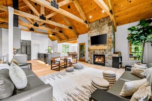 TV, fireplace, video games, offices - Lake Anna Lakefront | Beach, Game Room, Hot Tub (Mineral)