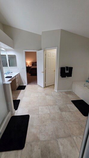 A clean, modern bathroom with a sink, mirror, and towel rack. - Sunny Gilbert Retreat! Private Pool, Game Room, Golfing ⛳️ Family Fun :D (Gilbert)