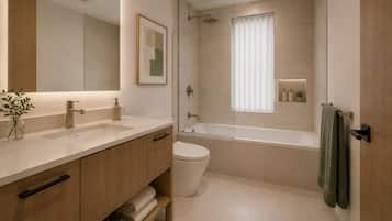 Classic Apartment | Bathroom | Free toiletries, hair dryer, towels, soap